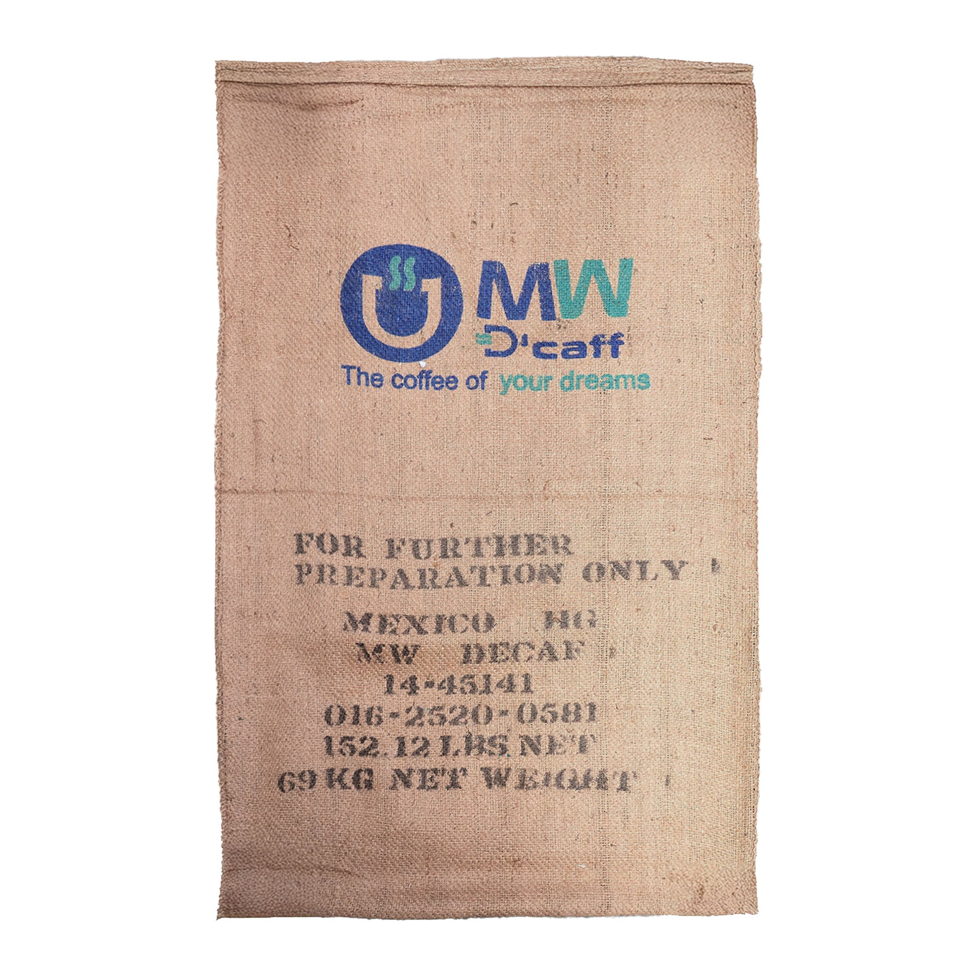 Empty Coffee Sack - Mexico Mountain Water Decaf (Burlap Jute Hessian Bags)