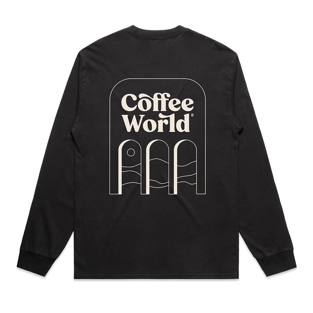 Coffee World Black Long Sleeve Tee