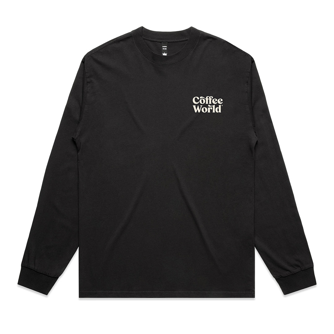 Coffee World Black Long Sleeve Tee