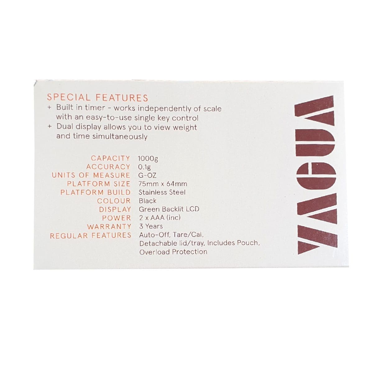 Yagua Brew Scale With Timer - Dual Display Series (Silver) (0.1g x 1kg) (75 x 64mm)