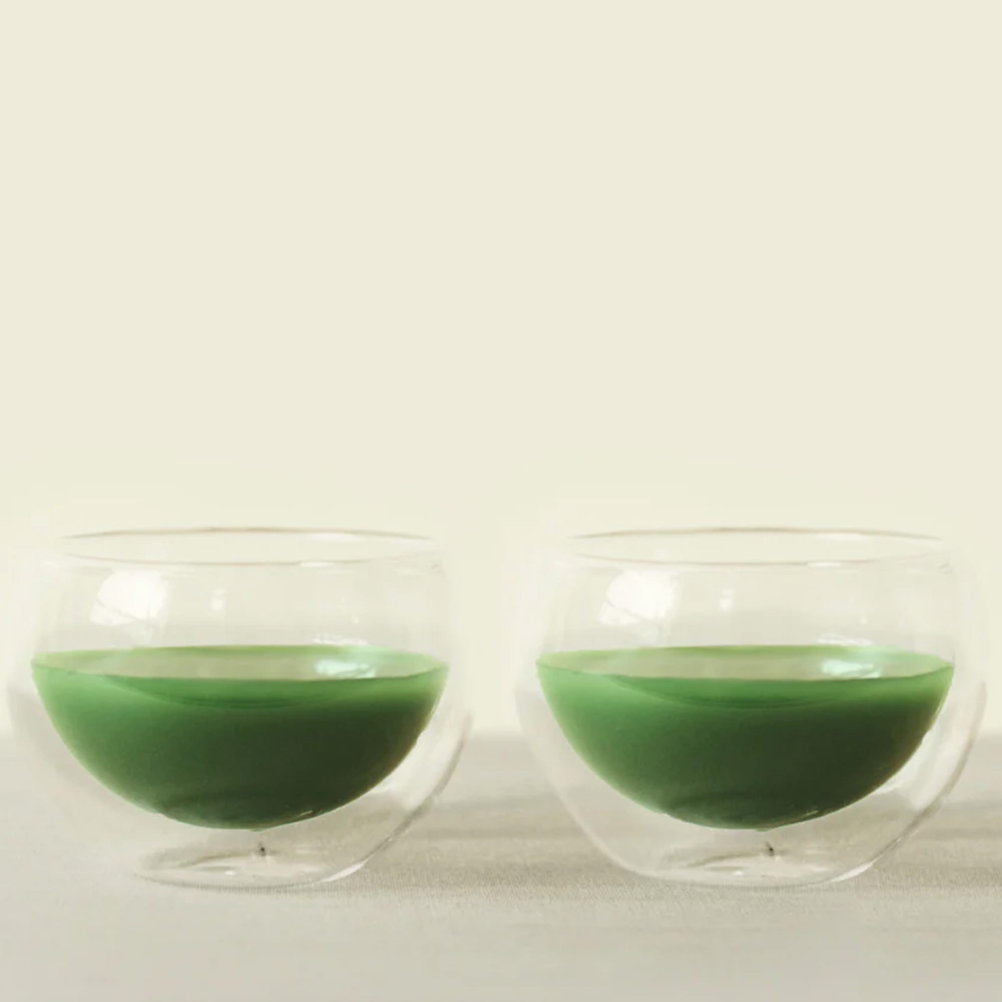 Matchaeologist Twin Cloud Glass Chawan (Set Of 2) - Handblown Matcha Tea Glass Bowl