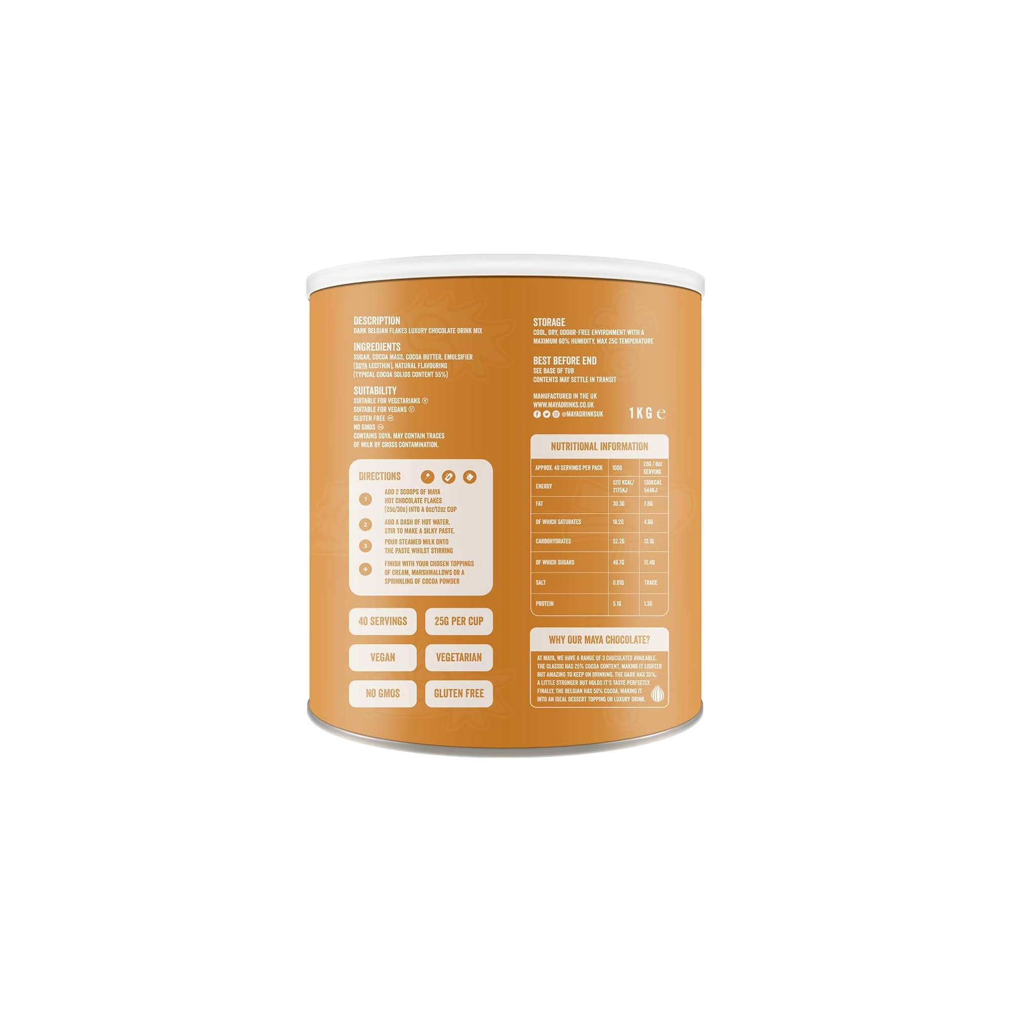 Maya Belgian Flakes – 1kg Luxury Hot Chocolate